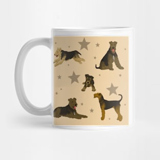 Airedale Terriers Pattern Stars Cream Mug